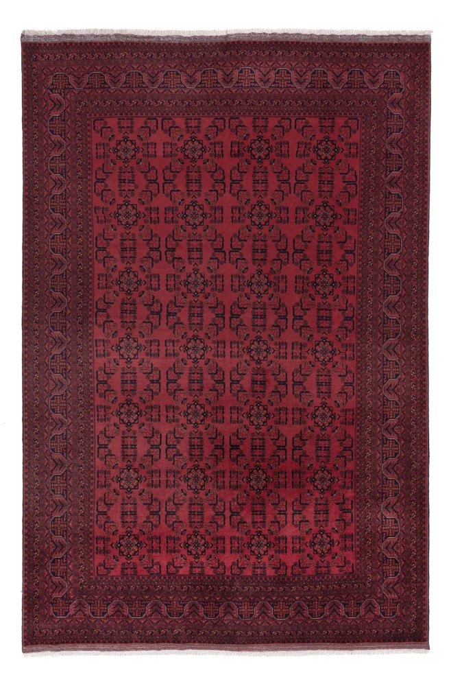 Afghan Teppich 197x290cm - Orientteppich - dunkelrot