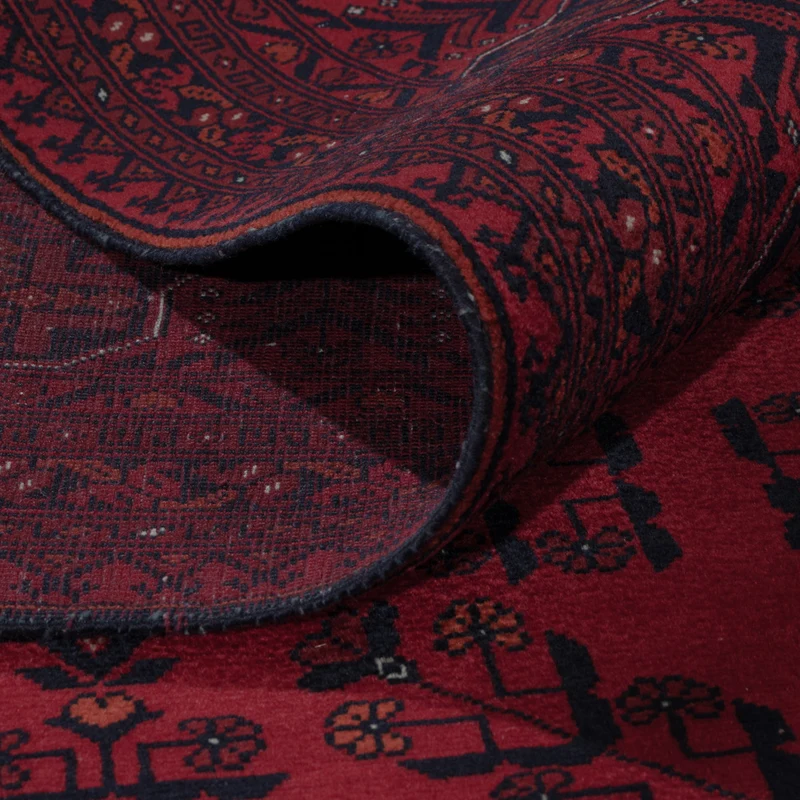 Afghan Teppich 197x290cm - Orientteppich - dunkelrot
