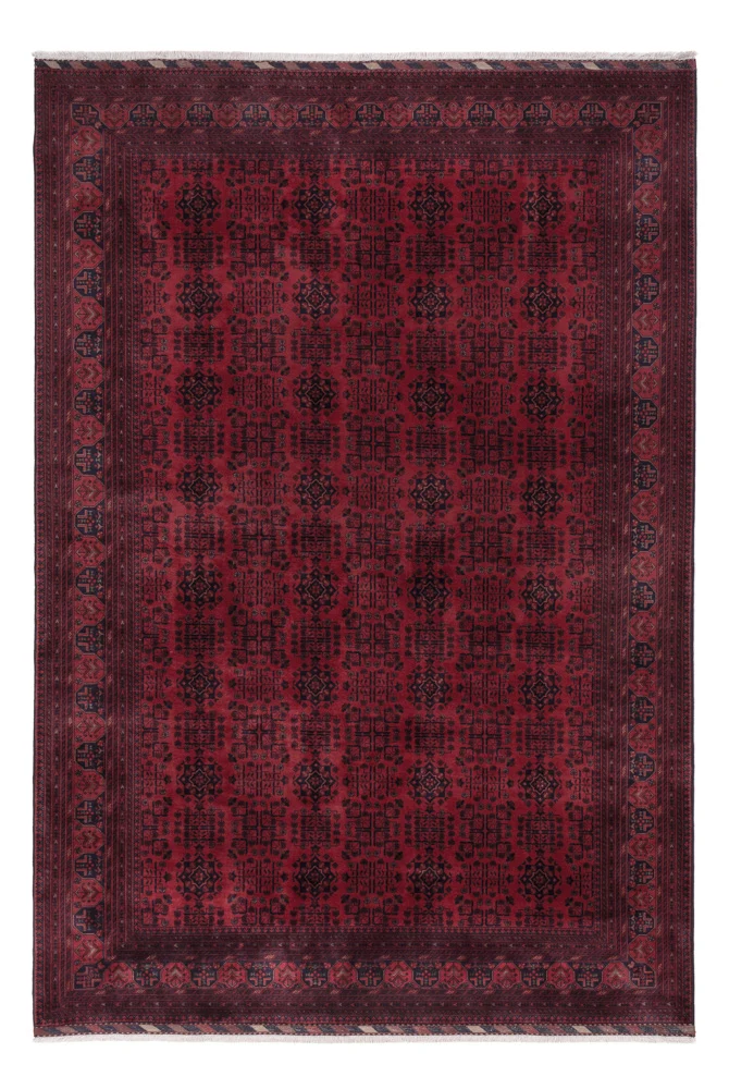 Afghan Teppich 198x290cm - Orientteppich - dunkelrot