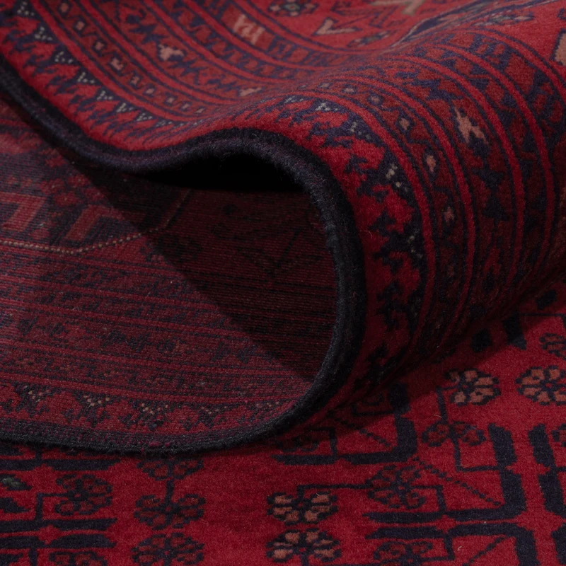 Afghan Teppich 198x290cm - Orientteppich - dunkelrot