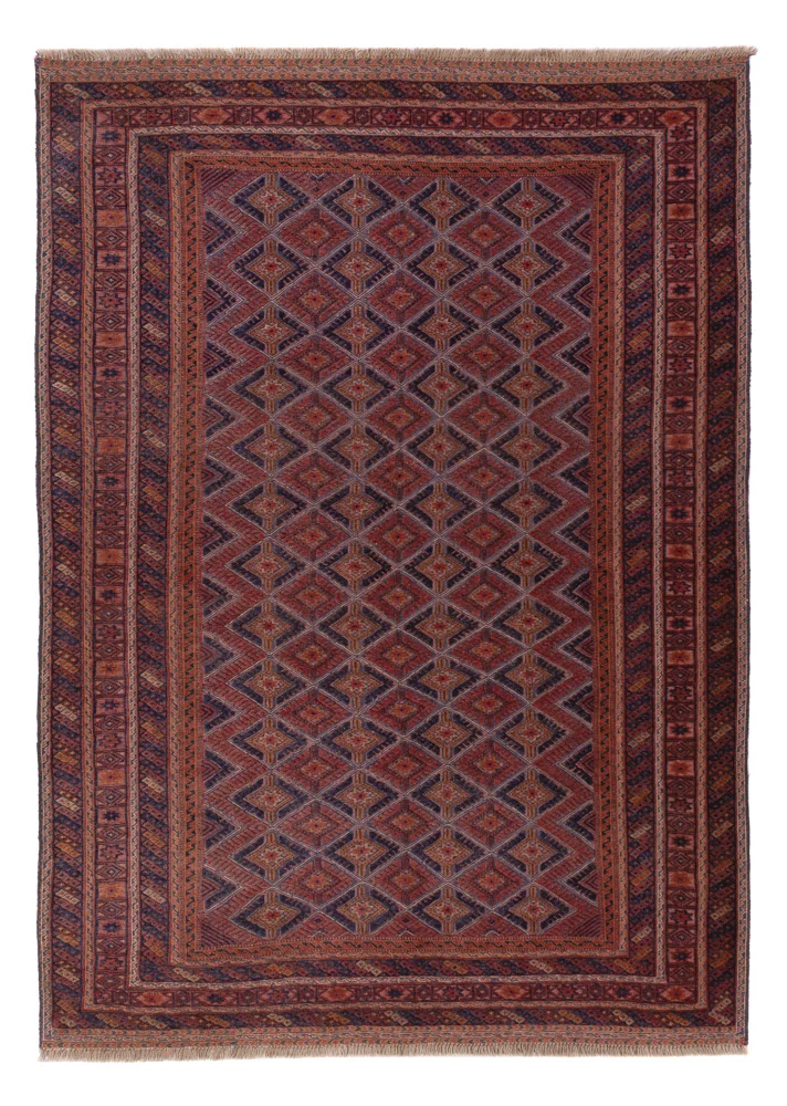 Kelim Afghan Teppich 148x210cm - dunkelrot