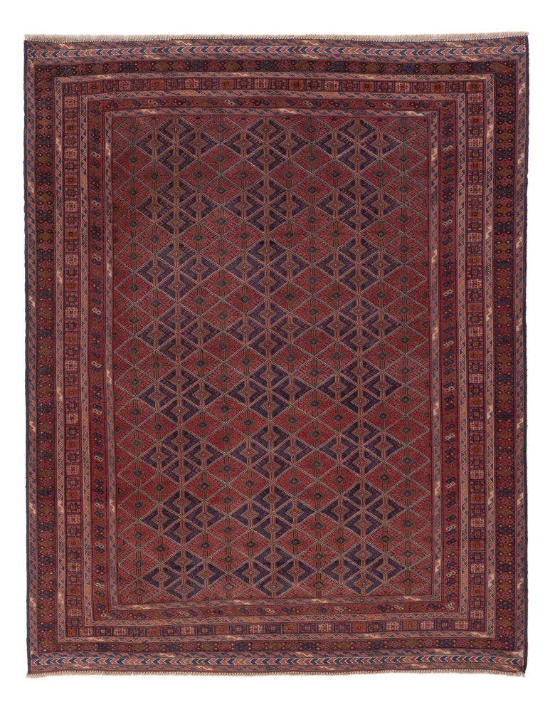 Kelim Afghan Teppich 154x193cm - dunkelrot