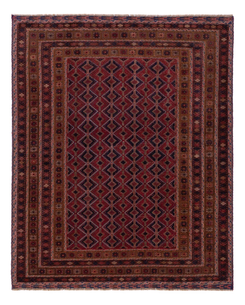 Kelim Afghan Teppich 153x190cm - dunkelrot