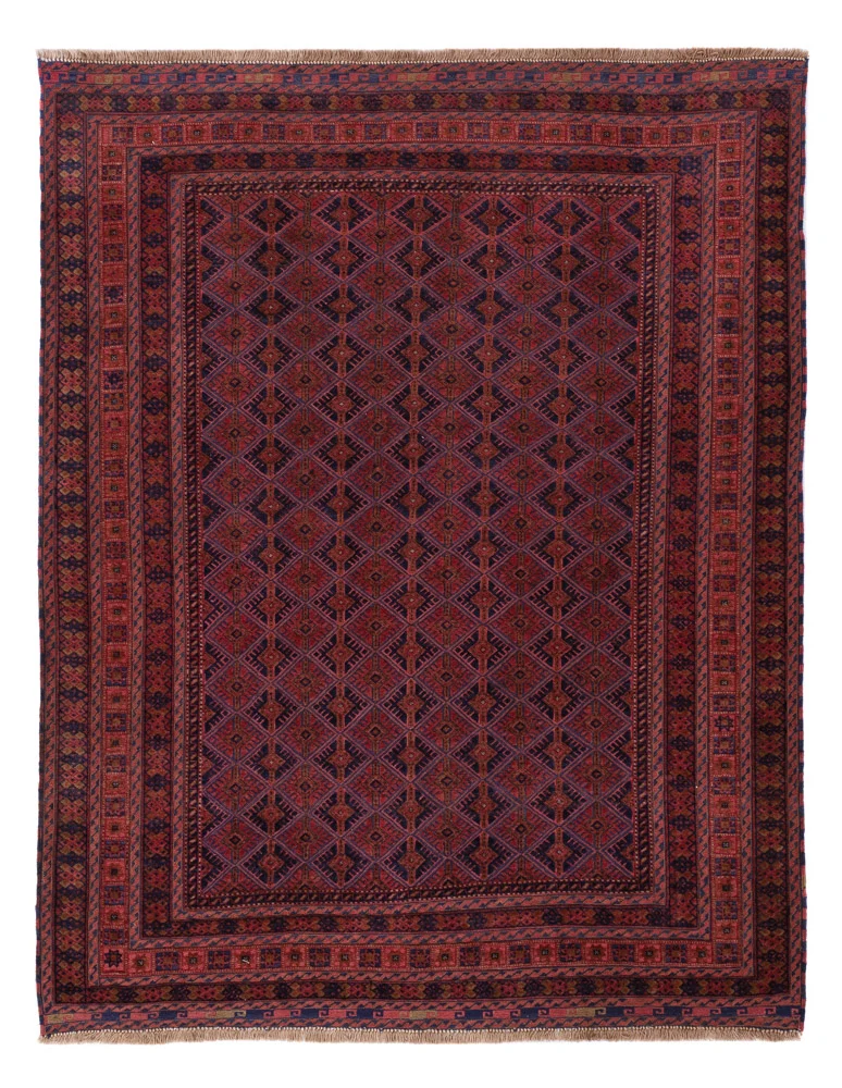 Kelim Afghan Teppich 152x194cm - dunkelrot
