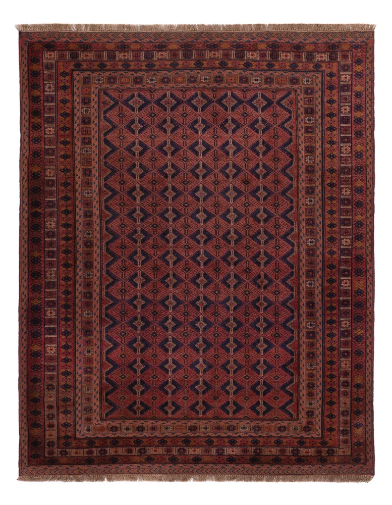 Kelim Afghan Teppich 152x193cm - dunkelrot