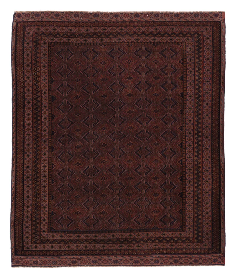 Kelim Afghan Teppich 156x189cm - dunkelrot