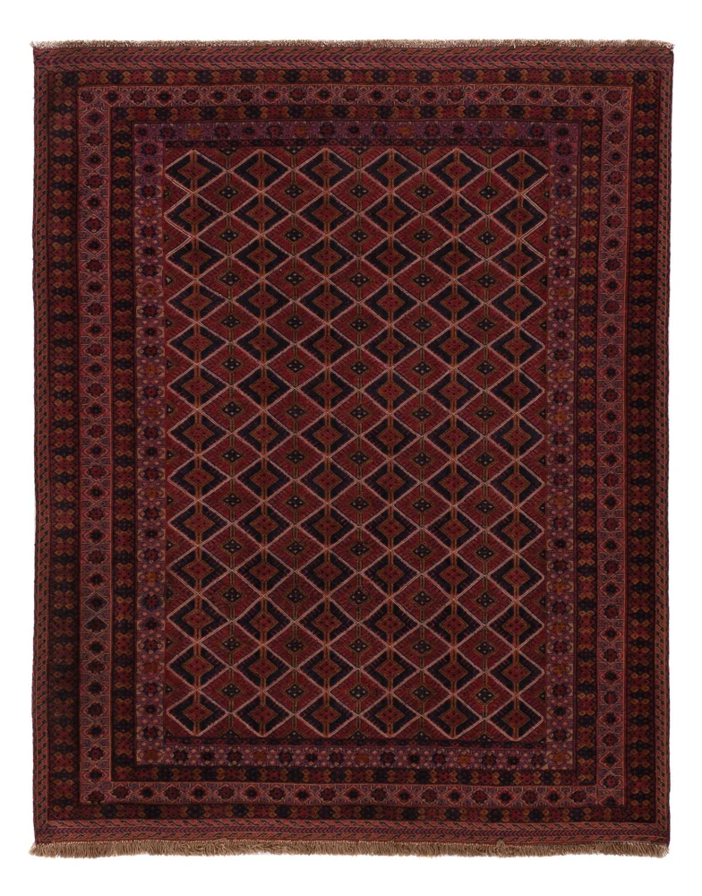 Kelim Afghan Teppich 155x191cm - dunkelrot