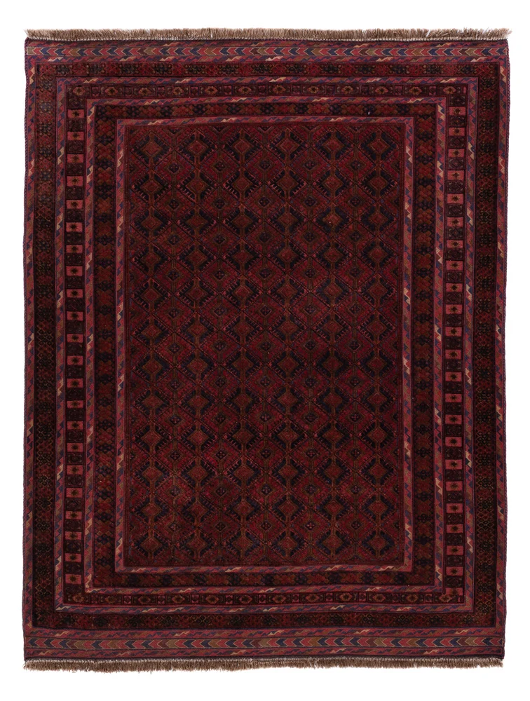Kelim Afghan Teppich 152x194cm - dunkelrot