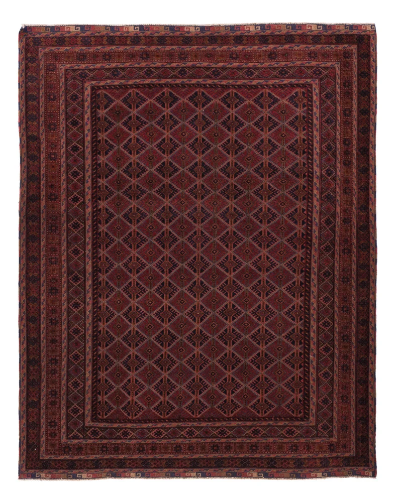 Kelim Afghan Teppich 152x193cm - dunkelrot