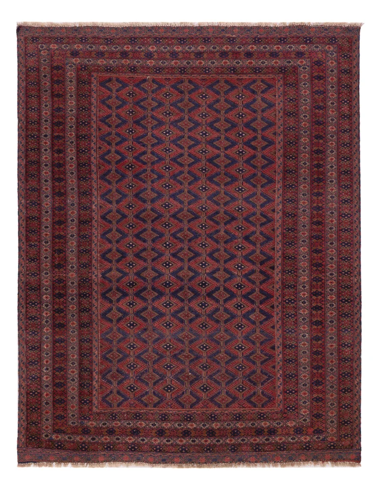 Kelim Afghan Teppich 146x193cm - dunkelrot