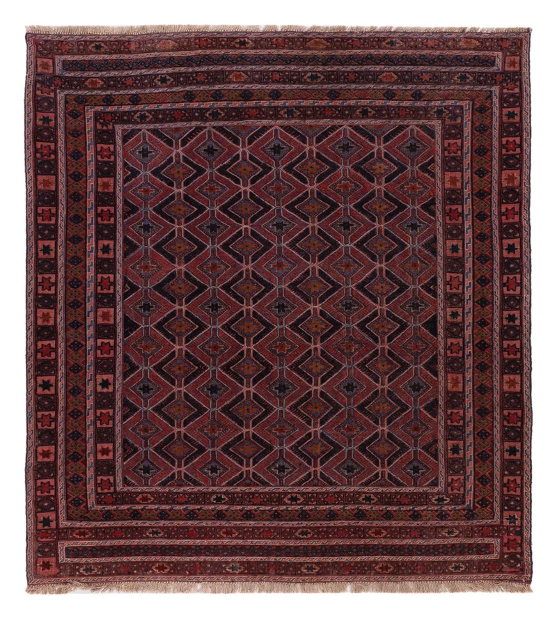 Kelim Afghan Teppich 159x170cm - dunkelrot