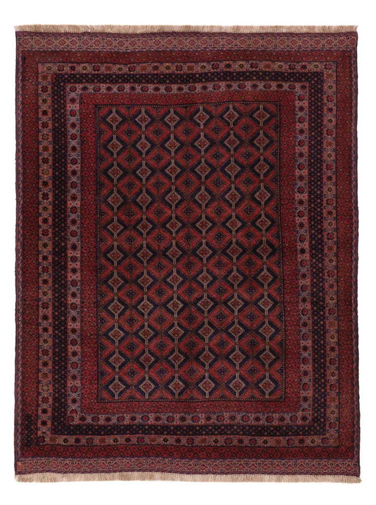 Kelim Afghan Teppich 145x193cm - dunkelrot