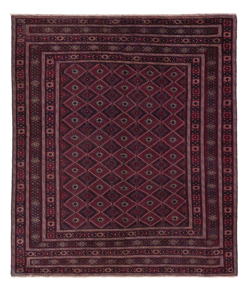 Kelim Afghan Teppich 155x178cm - dunkelrot