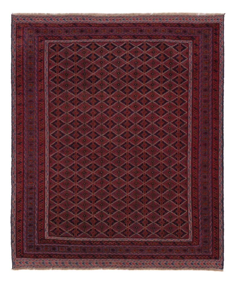 Kelim Afghan Teppich 151x179cm - dunkelrot