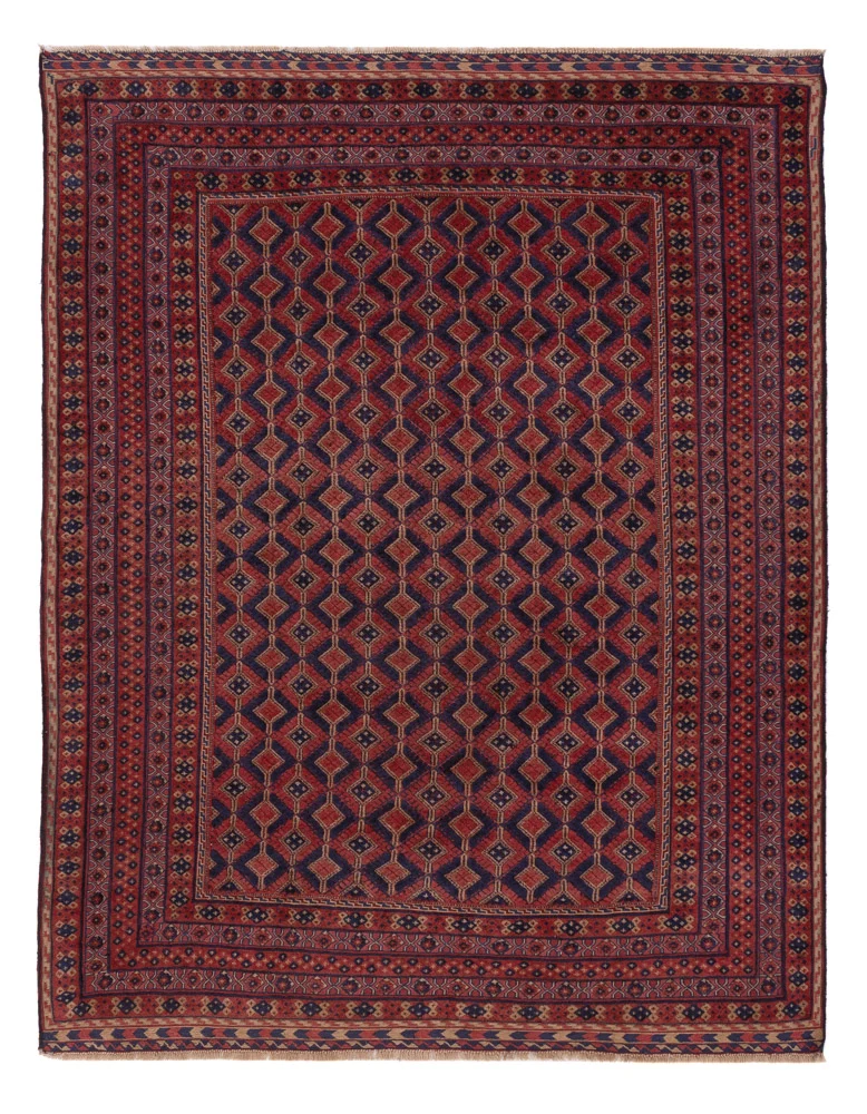 Kelim Afghan Teppich 146x191cm - dunkelrot