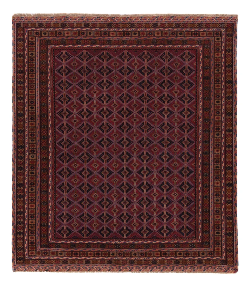 Kelim Afghan Teppich 154x177cm - dunkelrot
