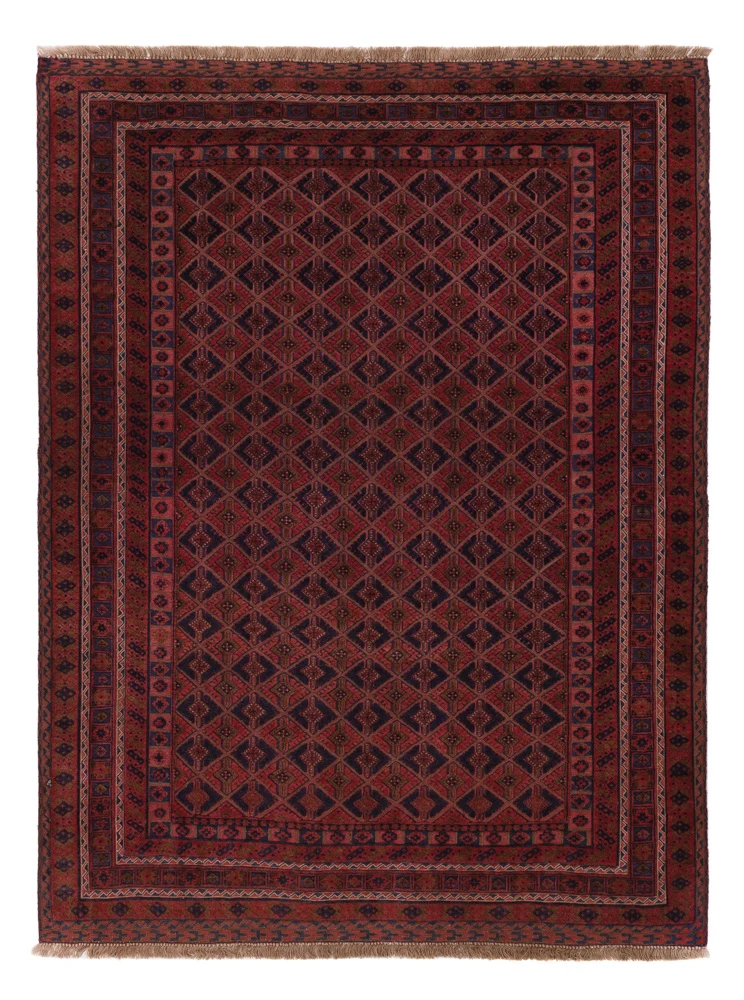 Kelim Afghan Teppich 143x192cm - dunkelrot