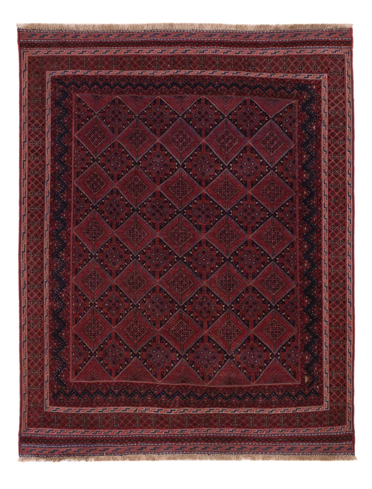 Kelim Afghan Teppich 137x182cm - dunkelrot