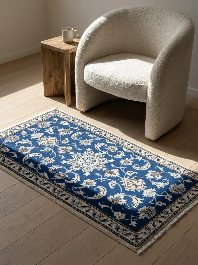 Nain 12La · Handgeknüpft – Blau, 139x71 cm
