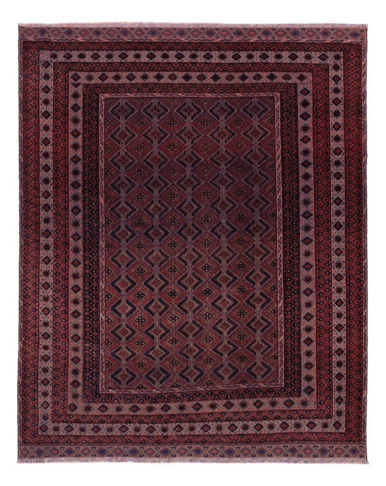 Kelim Afghan Teppich 152x188cm - dunkelrot