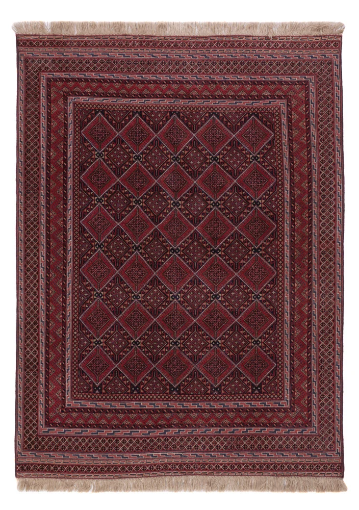 Kelim Afghan Teppich 145x195cm - dunkelrot