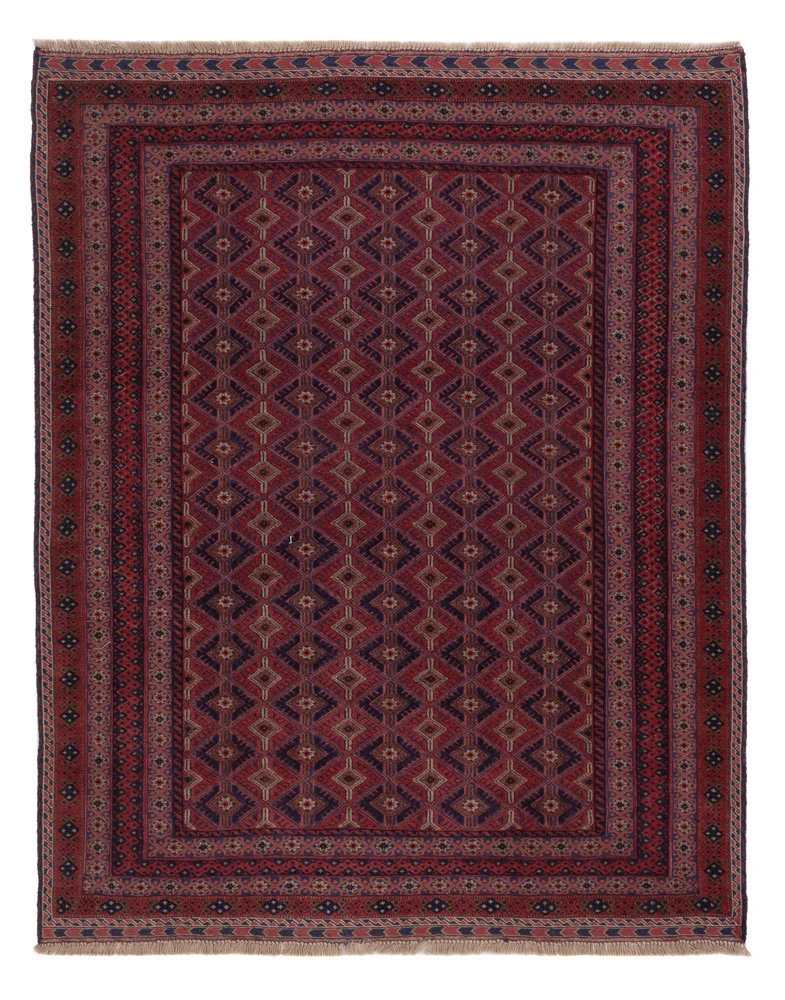 Kelim Afghan Teppich 151x190cm - dunkelrot