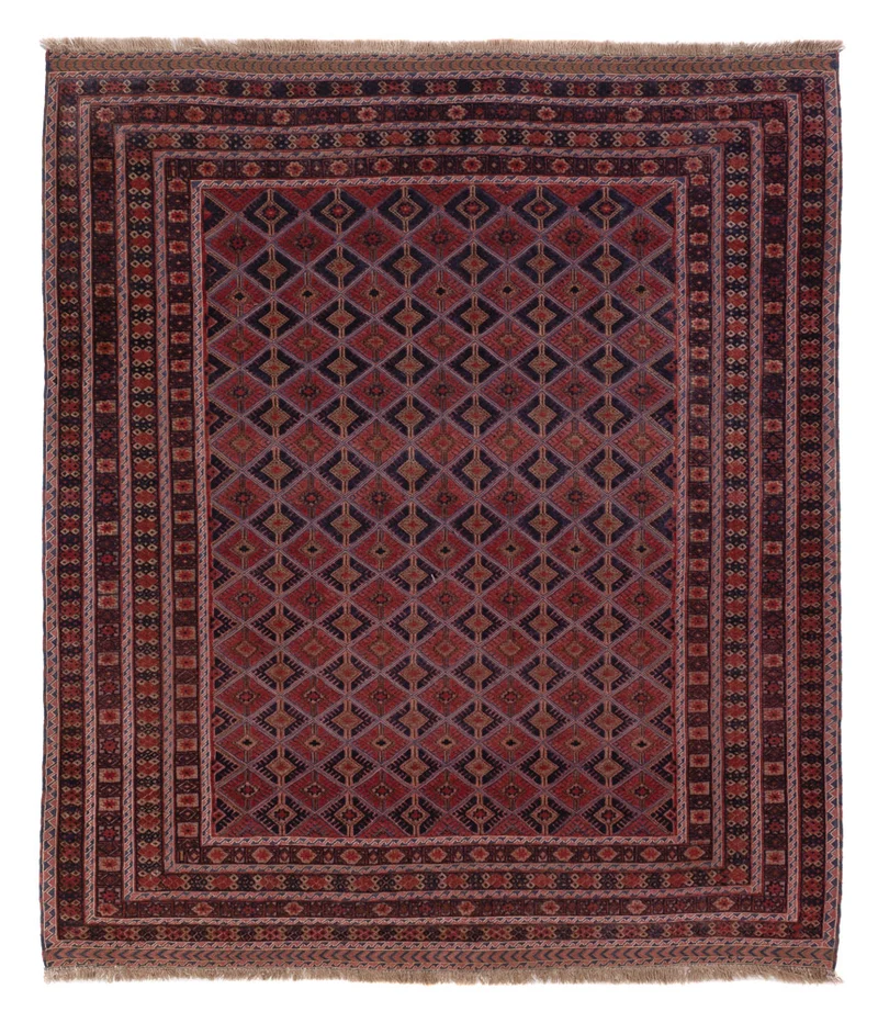 Kelim Afghan Teppich 158x183cm - dunkelrot