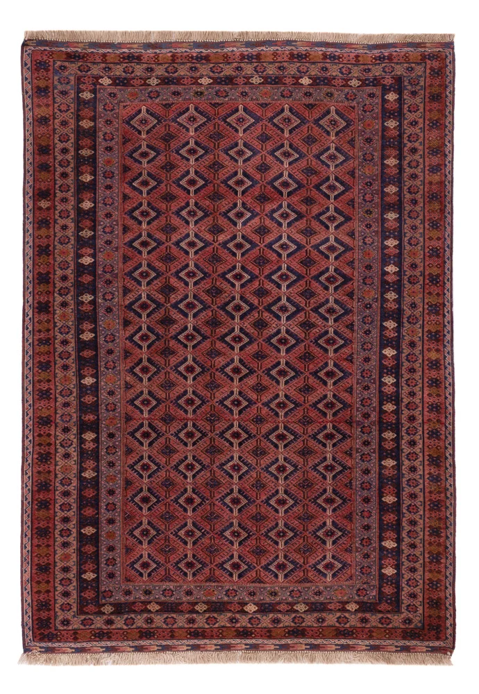 Kelim Afghan Teppich 141x201cm - dunkelrot