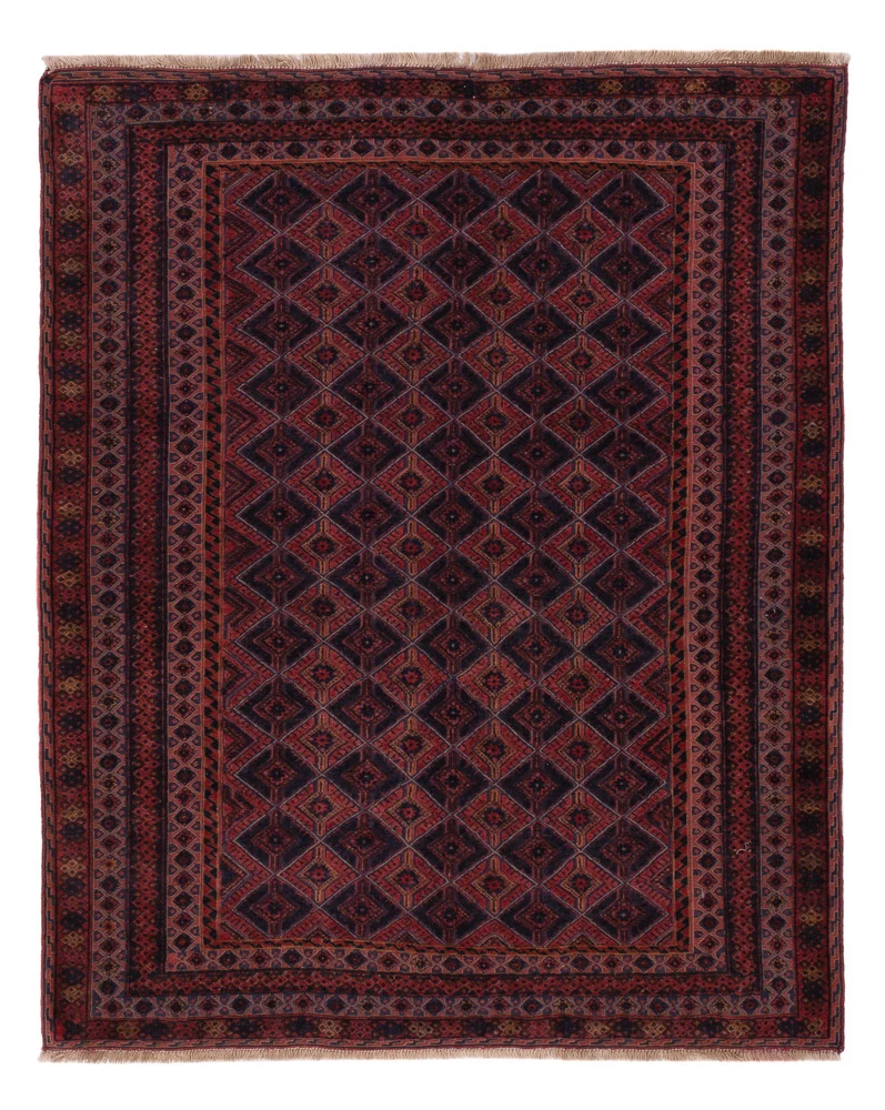 Kelim Afghan Teppich 150x187cm - dunkelrot