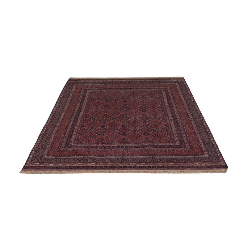 Kelim Afghan Teppich 141x196cm - dunkelrot