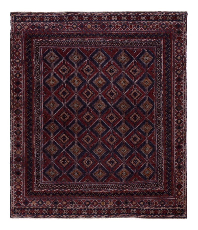 Kelim Afghan Teppich 157x177cm - dunkelrot
