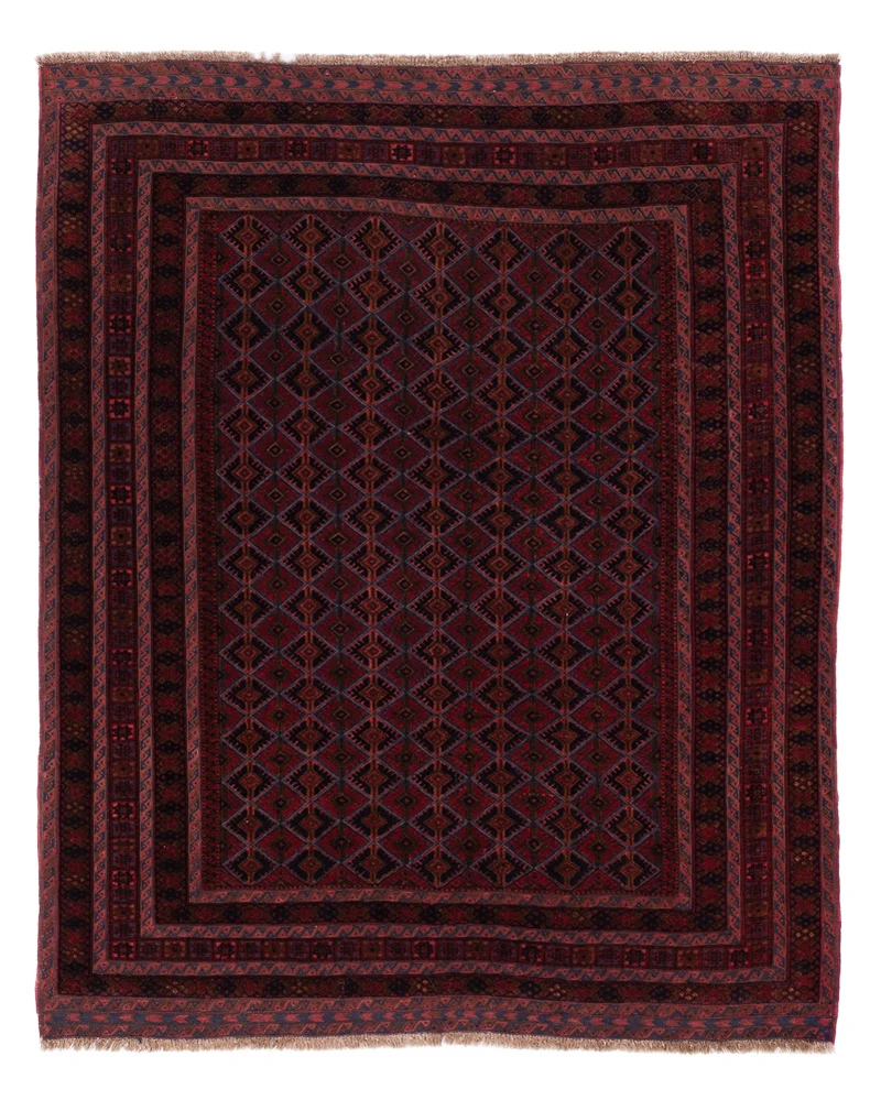 Kelim Afghan Teppich 147x186cm - dunkelrot