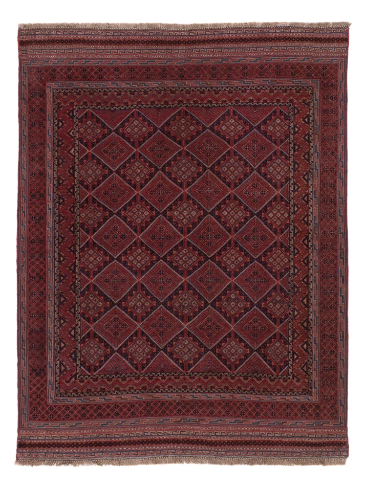 Kelim Afghan Teppich 131x180cm - dunkelrot