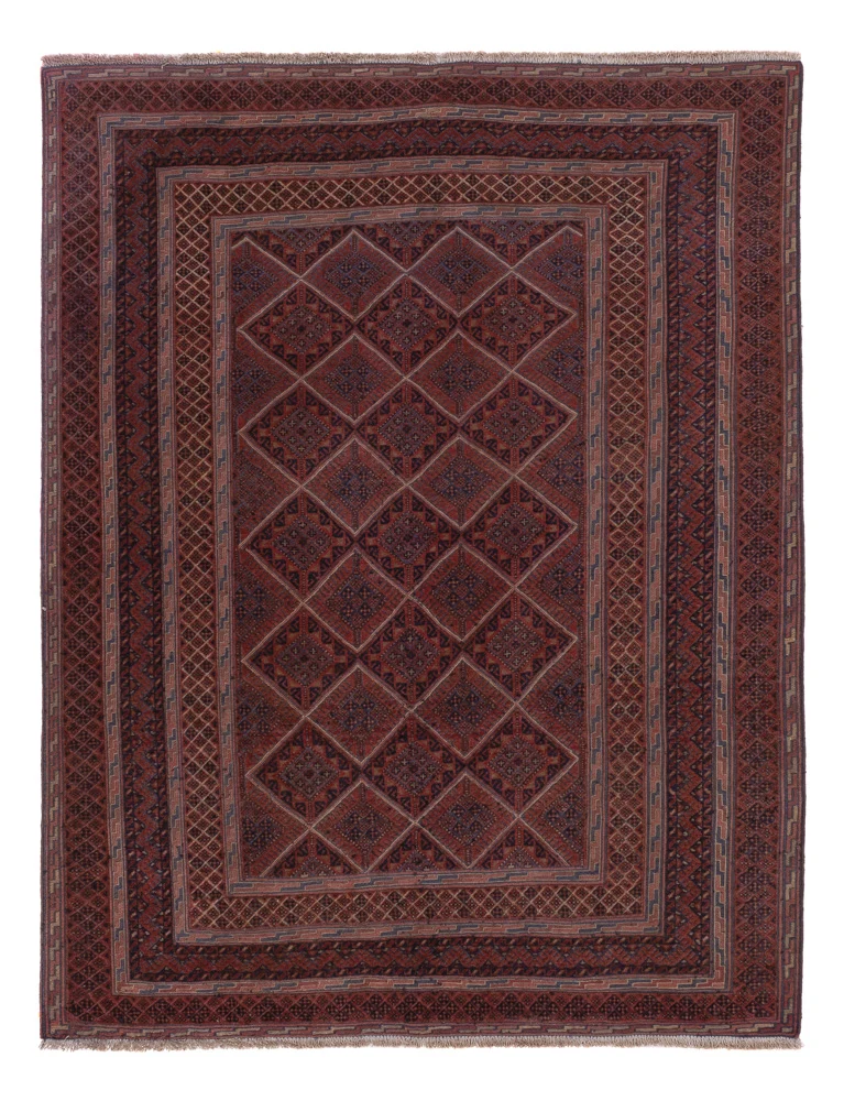 Kelim Afghan Teppich 135x177cm - dunkelrot