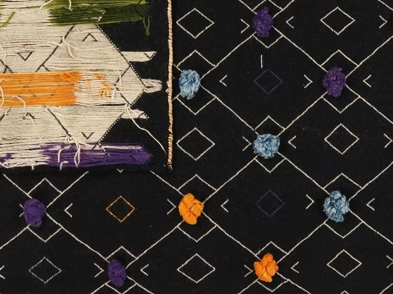 Kelim Gashgai · Handgewebt – Schwarz, 221x136 cm