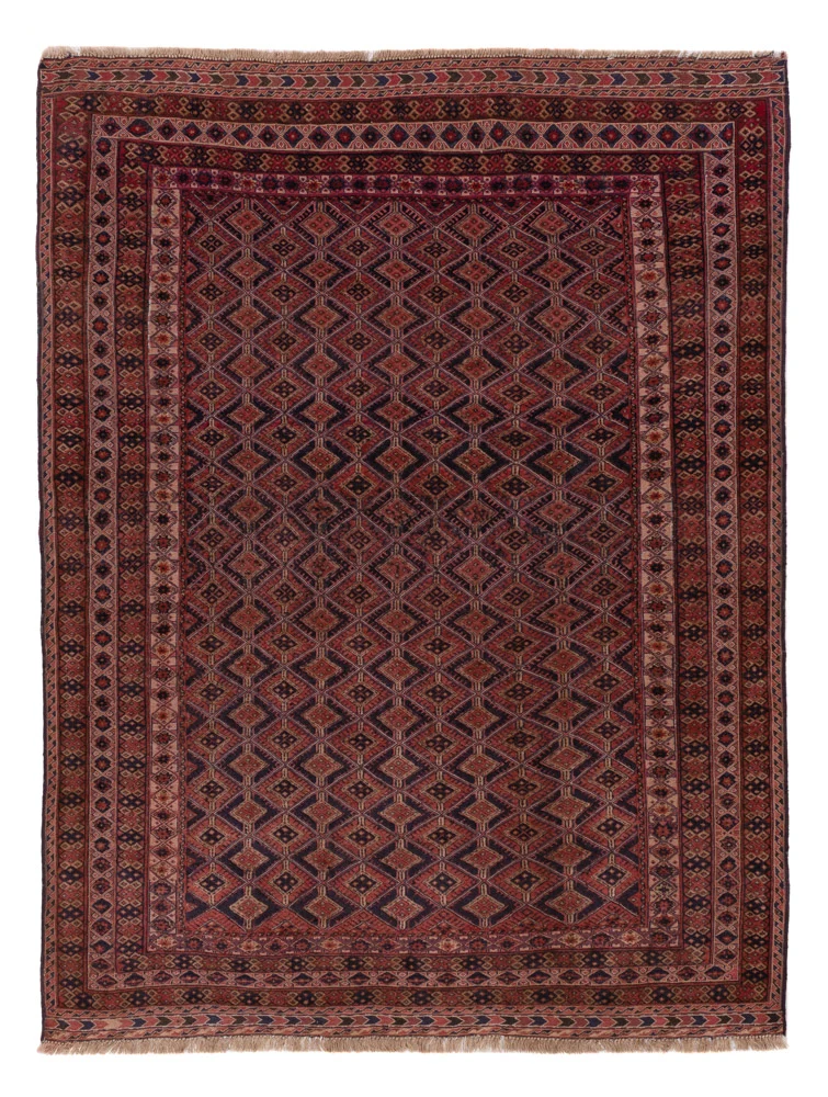 Kelim Afghan Teppich 150x192cm - dunkelrot