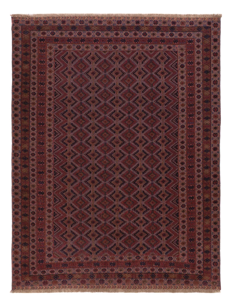 Kelim Afghan Teppich 146x193cm - dunkelrot