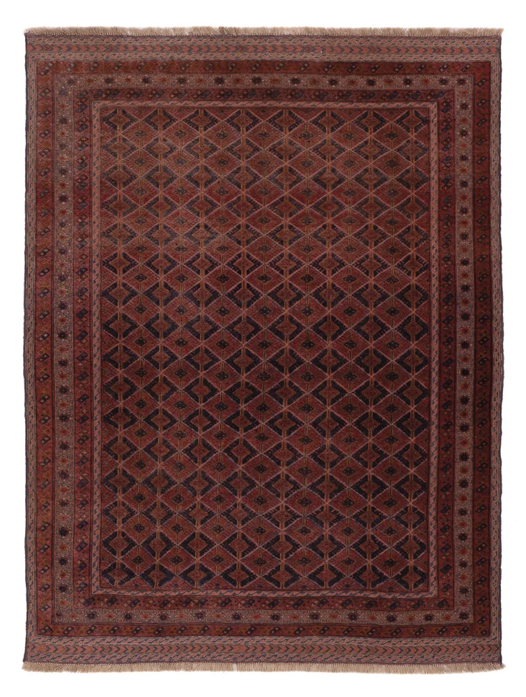 Kelim Afghan Teppich 150x193cm - dunkelrot