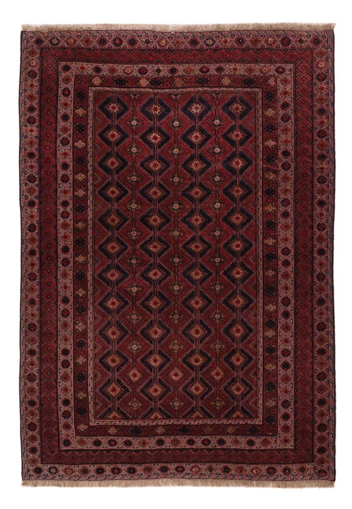 Kelim Afghan Teppich 146x197cm - dunkelrot