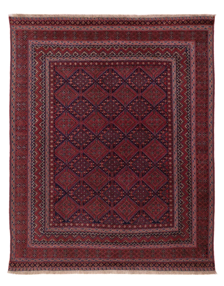 Kelim Afghan Teppich 148x192cm - dunkelrot
