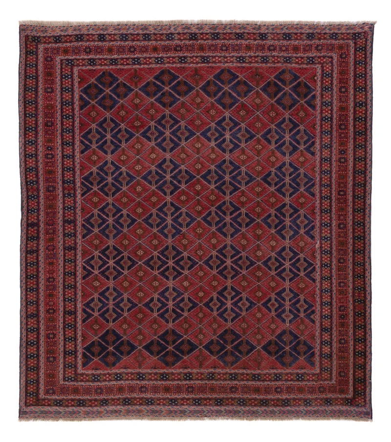 Kelim Afghan Teppich 160x178cm - dunkelrot