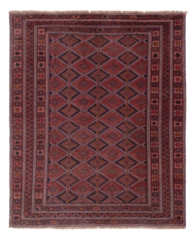 Kelim Afghan Teppich 148x177cm - dunkelrot
