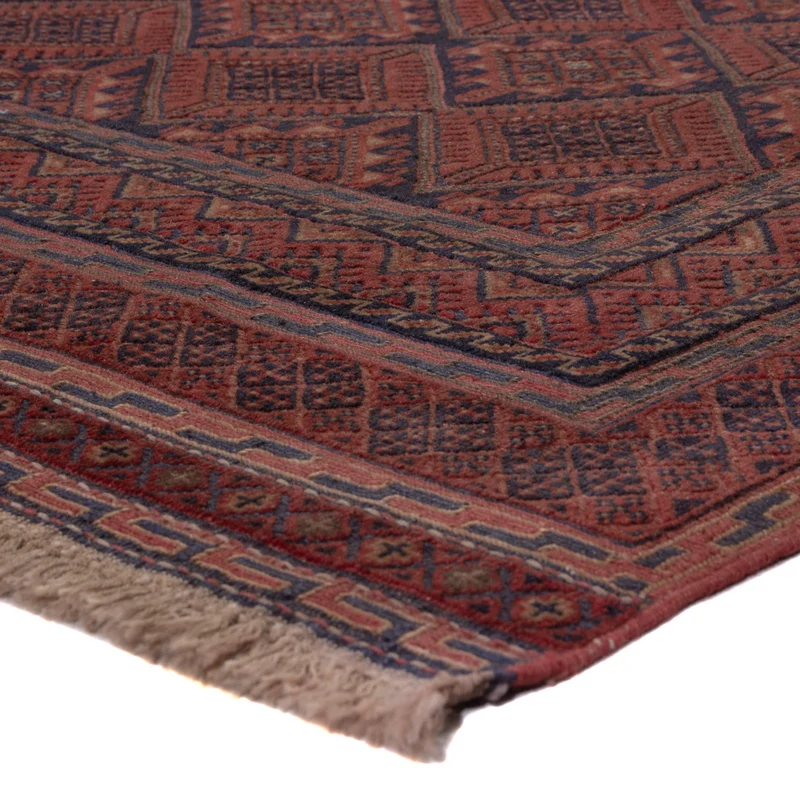 Kelim Afghan Teppich 142x184cm - dunkelrot