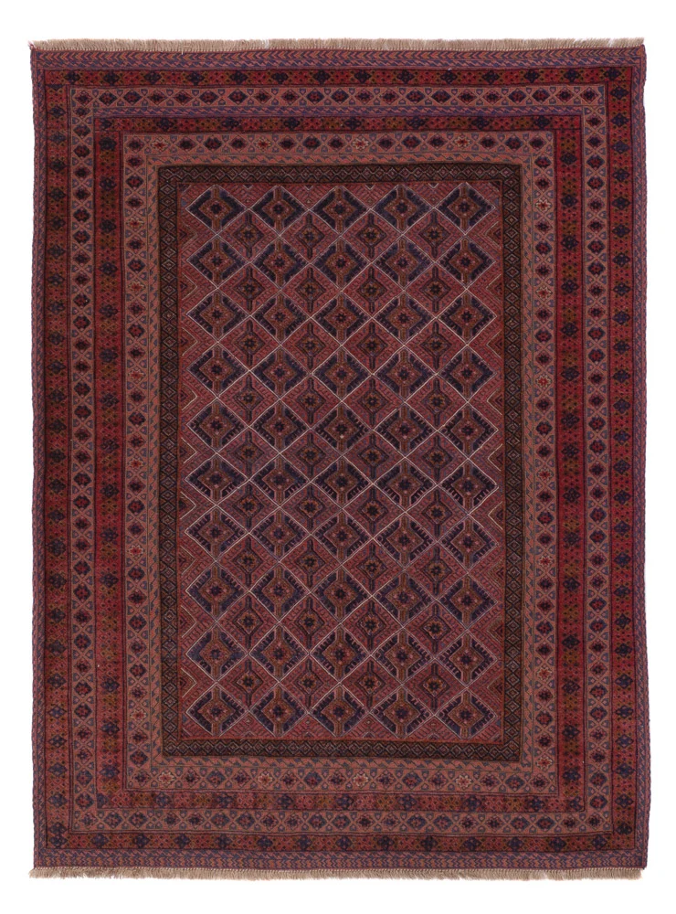 Kelim Afghan Teppich 141x186cm - dunkelrot
