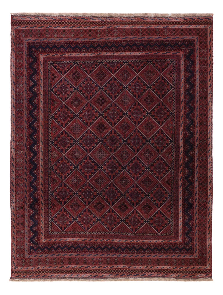 Kelim Afghan Teppich 143x186cm - dunkelrot