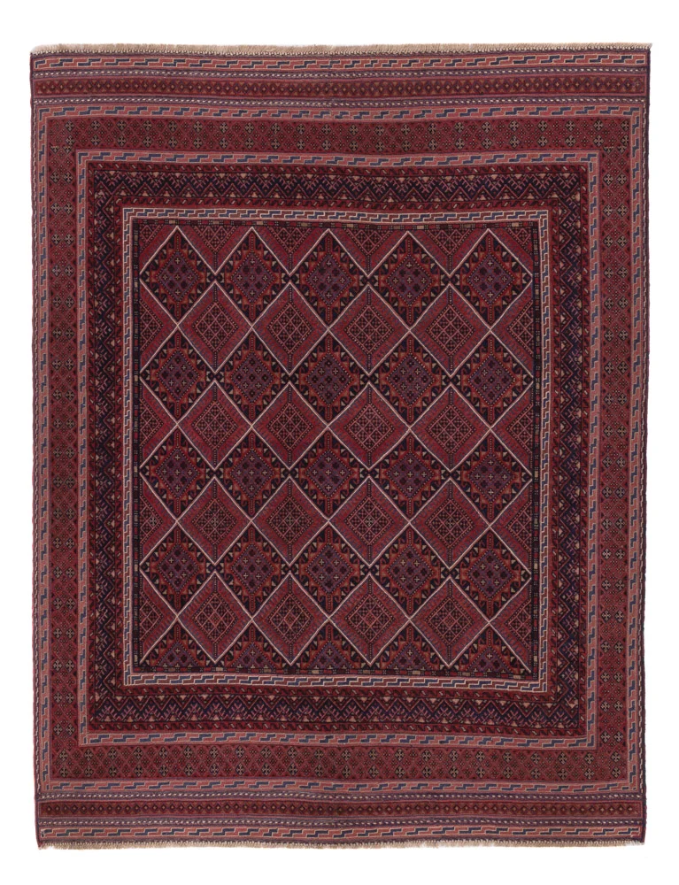 Kelim Afghan Teppich 143x188cm - dunkelrot