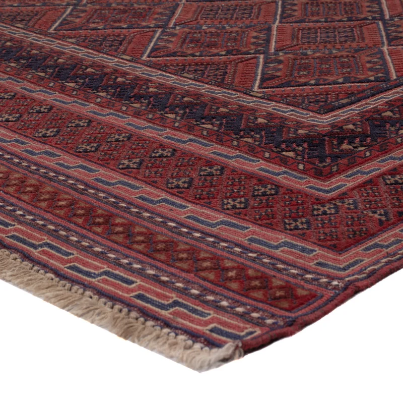 Kelim Afghan Teppich 143x188cm - dunkelrot