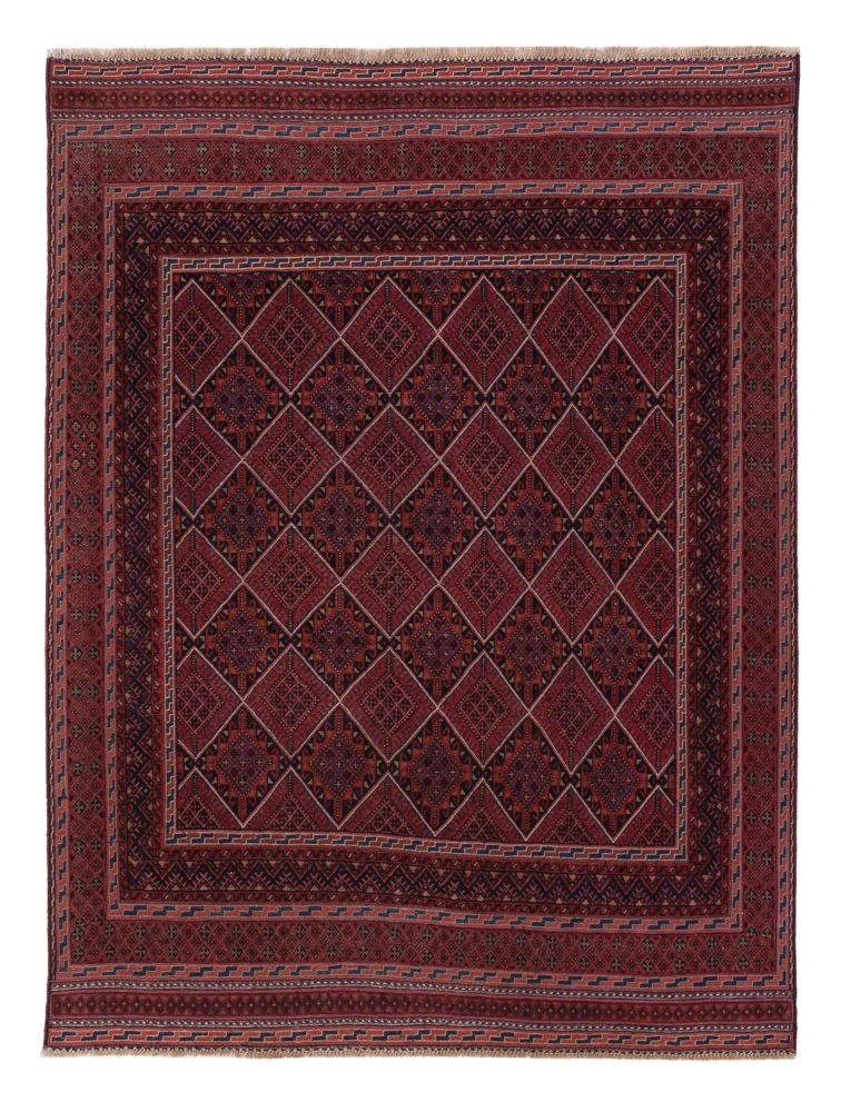 Kelim Afghan Teppich 143x186cm - dunkelrot