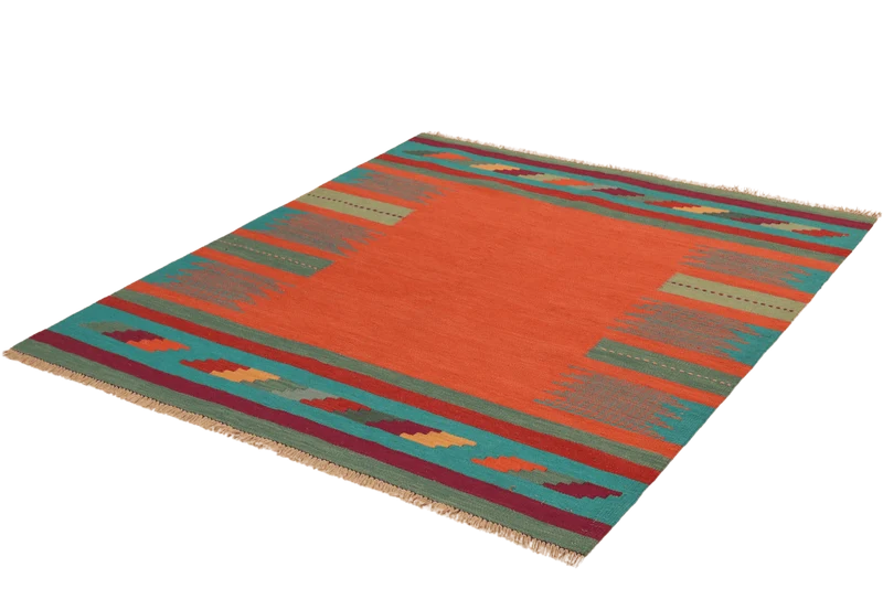 Kelim Gashgai · Handgewebt – Rot, 145x129 cm