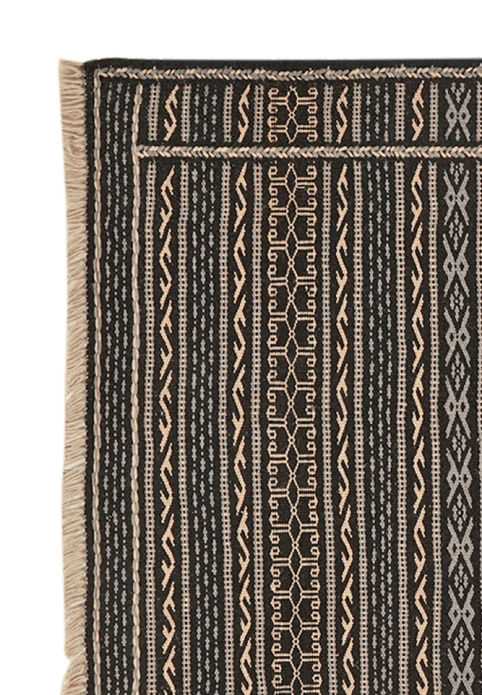 Kelim Kordi · Handgewebt – Schwarz, 122x82 cm